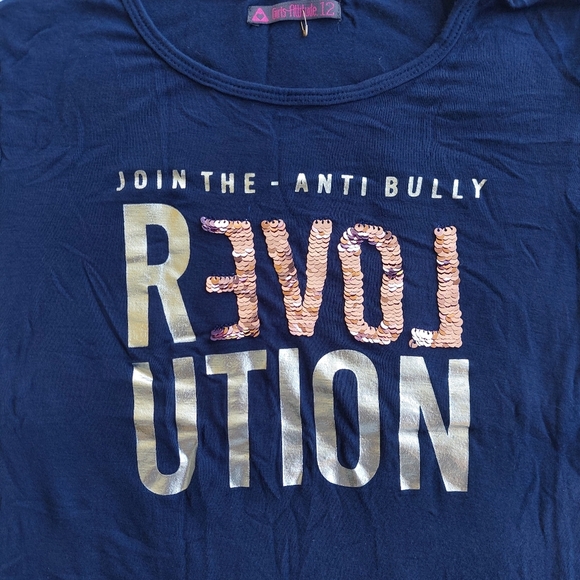 Girls Attitude - Navy Blue Short Sleeve Top Size 12 - Picture 3 of 8